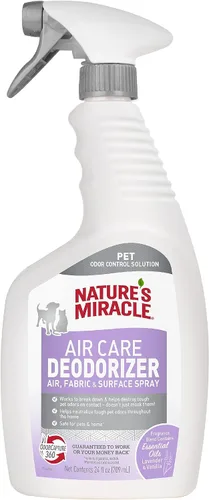 Vista 9 de Nature's Miracle Air Care, Spray para tela y superficie con aroma a lluvia de aloe y desodorante eliminador de olores de mascotas, 24 onzas líquidas