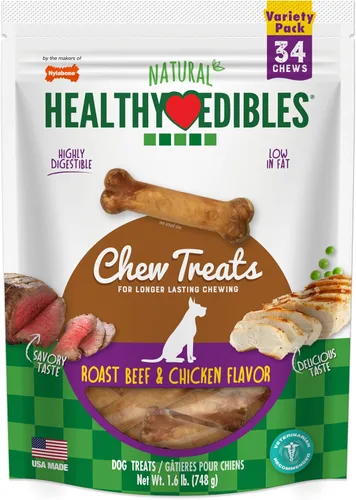 Vista 18 de Nylabone Healthy Edibles Masticables Naturales para Perros de Larga Duración con Sabor a Tocino para Perros, X-Pequeño/Muy Pequeño (2 Unidades)
