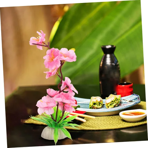 Vista 2 de 5 sets Exquisito plato de flores japonesas para sushi decorativo frío plato flor adorno flor falsa decoración 2 piezas x 5