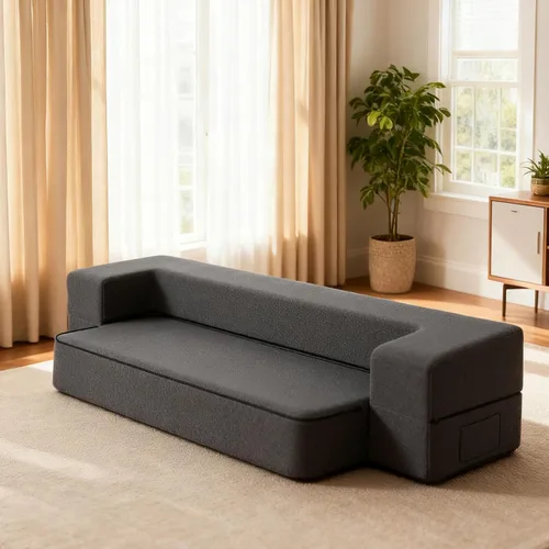 Vista 5 de HonTop Sofá Cama Plegable Moderno de 10 Pulgadas con Espuma Viscoelástica, Sofá Futón Completo Silla Reclinable para la Sala de Estar, Colchón