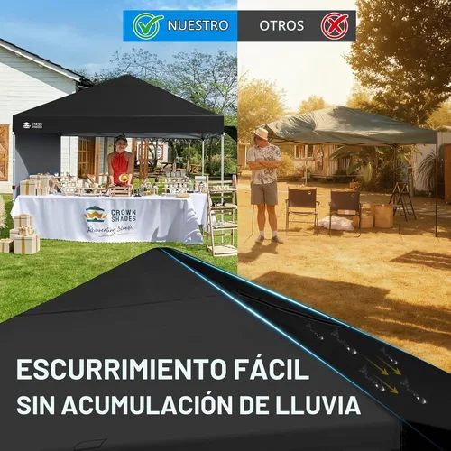 Vista 6 de CROWN SHADES Toldo desplegable de 8 x 8 con 1 pared lateral, tienda de Negro