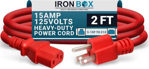 Vista 29 de IronBox Electric - Cable de Alimentación de Servicio Pesado 5-15P a C13 - Cable PC SJT 14/3 de 3 Clavijas 15A 125V - Cable para Computadora