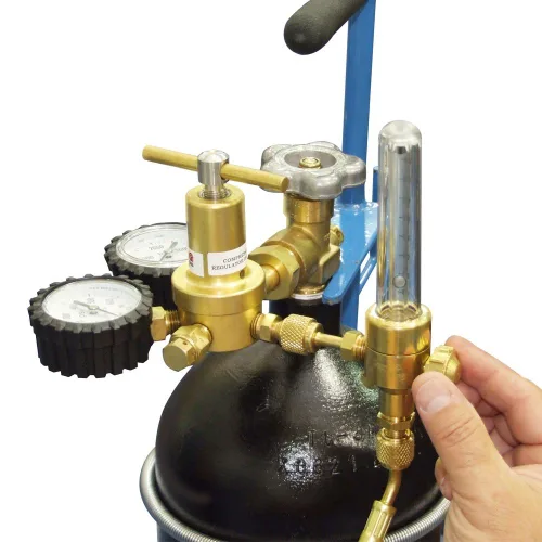 Vista 5 de Uniweld UNF3 Indicador de flujo de nitrógeno con conexión de entrada hembra de 1/4 pulg. y conexión de salida macho de 1/4 pulg.