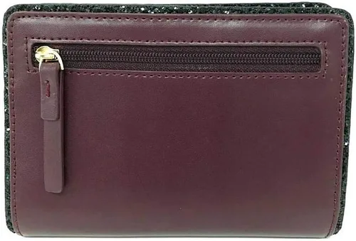Vista 3 de Kate Spade Tellie - Cartera plegable de piel con purpurina y color ciruela