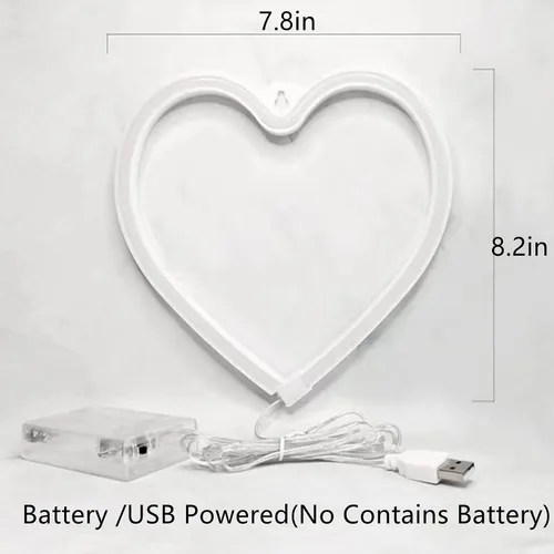 Vista 6 de 2 letreros de neón de corazón de San Valentín, funciona con pilas, luces LED de neón rosa, decoración de pared para dormitorio, cocina, puerta, 2rosa