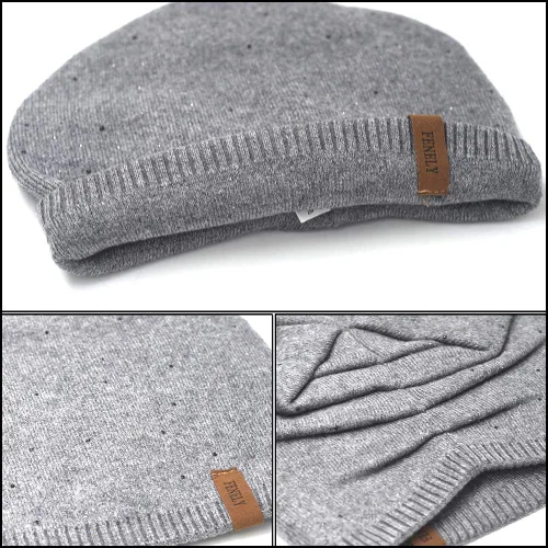 Vista 5 de Gorro de invierno para mujer, gorro de punto, cálido, suave, holgado, de cachemira, para mujer y madre
