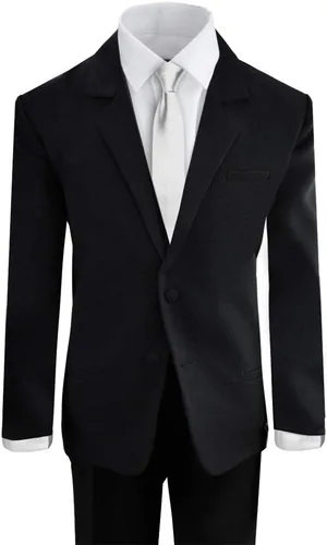 Vista 2 de Black N Bianco - Traje formal negro para niño con camisa y chaleco