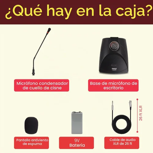 Vista 3 de Sistema de micrófono con cable de cuello de cisne de escritorio - Micrófono condensador de voz con cable montado en mesa con filtro pop - Cable
