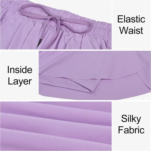 Vista 4 de Dizoboee Pantalones cortos fluidos para niñas, pantalones cortos de mariposa para jóvenes, falda atlética, pantalones cortos con bolsillo para niñas