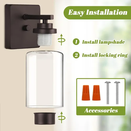 Vista 5 de VerRon Juego de 2 apliques de pared para baño, lámparas modernas de tocador, faroles de montaje de bronce cepillado al óleo, luces de pared
