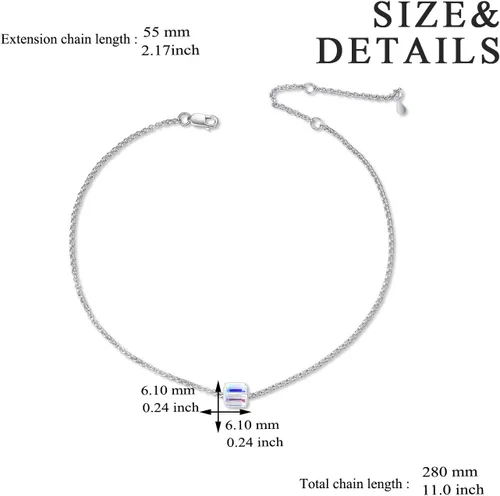 Vista 3 de AOBOCO Crystal Ankle Bracelet for Women Sterling Silver Teens Anklets