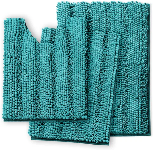 Vista 21 de Clara Clark Tapetes para baño de felpilla, tapetes de baño de felpa ultra suaves, lavables a máquina, con parte trasera antideslizante, 44 x 26 Negro