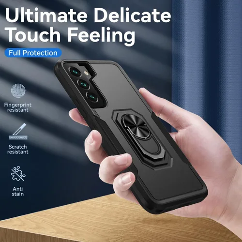Vista 9 de Funda para Samsung Galaxy S22 Plus con soporte, anillo magnético de armadura, resistente funda protectora de grado militar a prueba de golpes