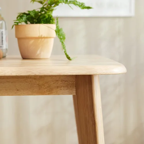 Vista 4 de Canberra - Mesa de comedor cuadrada de madera de 28.3 pulgadas/mesa de cocina moderna de roble malayo de mediados de siglo (roble natural)