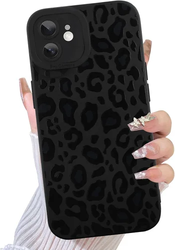 Vista 25 de TEAUGHT Compatible con iPhone 11 Funda con patrón lindo estampado de leopardo negro guepardo + protector de pantalla a prueba de golpes, funda