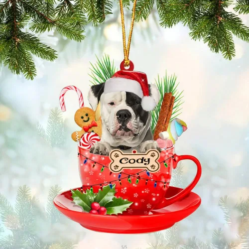 Vista 73 de NAZENTI Adorno personalizado de Alaskan Malamute en taza roja, adorno de Navidad personalizado para perros amantes de las mascotas, colgante