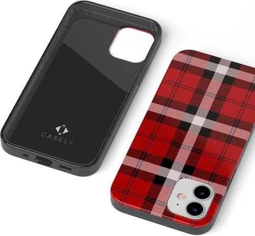 Vista 8 de Funda Casely Compatible con iPhone 11 Como si! Funda de cuadros rojos