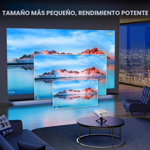 Vista 5 de Mini proyector, proyector de video VISSPL Full HD 1080P, proyector portátil para exteriores con trípode, regalo para niños, proyector de películas