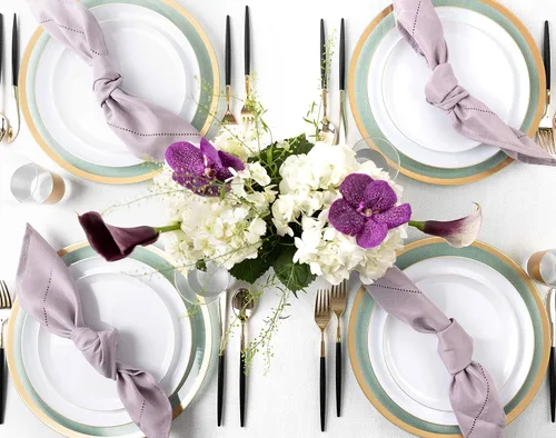 Vista 8 de PARTY BARGAINS Platos de plástico desechables de 6.3 pulgadas, platos de postre resistentes para bodas, fiestas, catering, eventos, elegantes platos