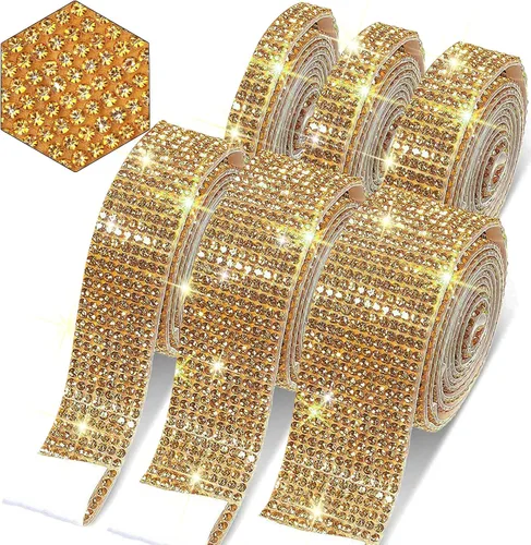Vista 15 de 6 rollos de cinta de diamantes de imitación autoadhesiva con diamantes de imitación de 0.079 pulgadas (0.079 in) para manualidades, decoración de AB