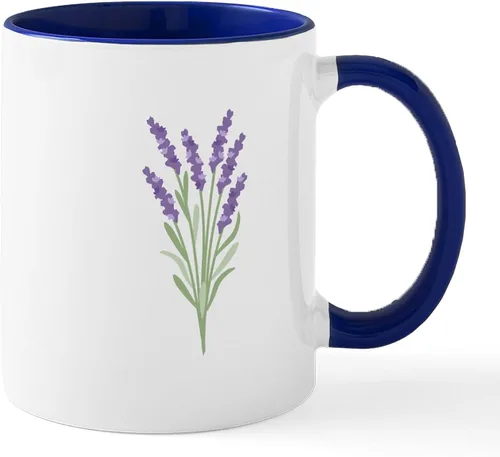 Vista 35 de CafePress Tazas de flores de lavanda 11 oz (11.0 fl oz) Taza de café de cerámica Blanco