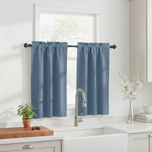 Vista 38 de NICETOWN Cortinas Opacas Cortas - Tratamiento de Ventana con Aislamiento Térmico, Niveles de Cortina Pequeños para Sala de Estar/Cocina, 2 Paneles