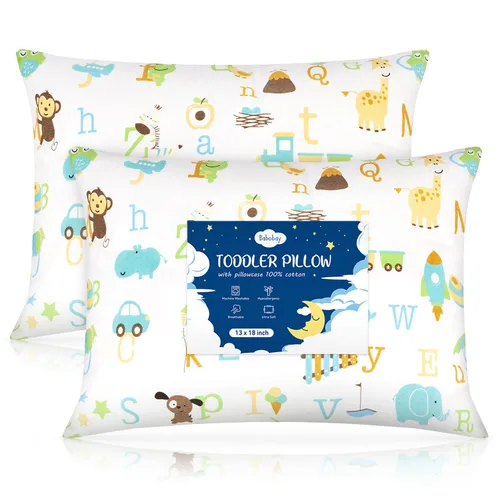 Vista 13 de Babebay Almohada para niños pequeños, almohadas de 13 x 18 pulgadas para dormir, lavable a máquina, con funda de almohada de algodón suave, 1 paquete