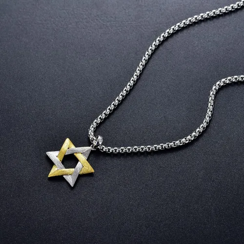 Vista 2 de PDTJMTG Collar judío de plata de ley con estrella de David para hombre