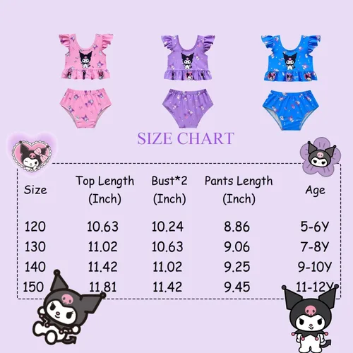 Vista 6 de Conjunto de bikini de verano para niñas, conjunto de traje de baño con mangas con volantes
