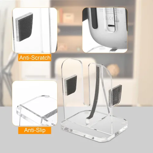 Vista 4 de Base de soporte de acrílico vertical para cargar Apple Magic Mouse 1 y 2 - Soporte de almacenamiento para mouse mágico (cable de carga no incluido)