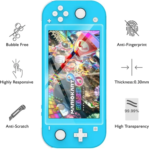 Vista 8 de HEYSTOP Switch Lite - Funda con protector de pantalla HD 8 tarjetas de juego tapas de agarre para el pulgar funda protectora para Nintendo Switch
