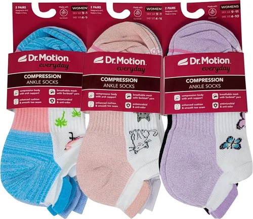Vista 3 de Dr. Motion 6 pares de calcetines de compresión transpirables acolchados de corte bajo para mujer