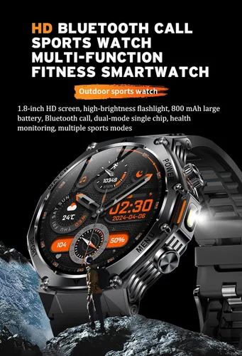 Vista 2 de Fitness Smart Watch for Men Women, Bluetooth Calling & 1.8" AMOLED, SpO2/Heart Rate/Sleep Tracker, 100+ Workout Modes, IP67 Waterproof, 7+Day Black