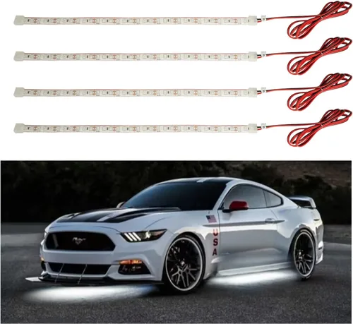 Vista 15 de YM E-Bright Tiras de luces LED azules para automóviles, 30CM luces impermeables de bajo resplandor para automóvil, motocicletas, carrito de golf