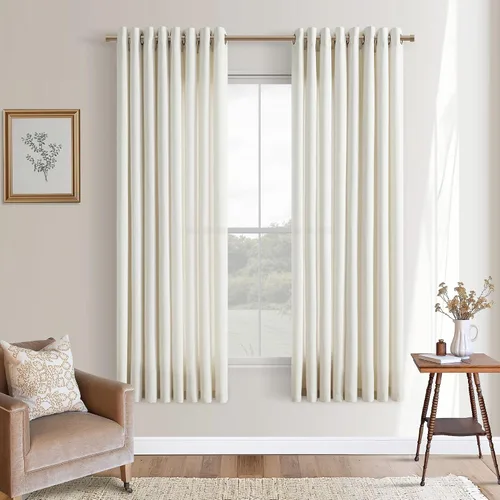 Vista 65 de Cortinas de avena con ojales DUKIYO de 96 pulgadas de largo para sala de estar, comedor, juego de 2 paneles, cortinas de arena y beige