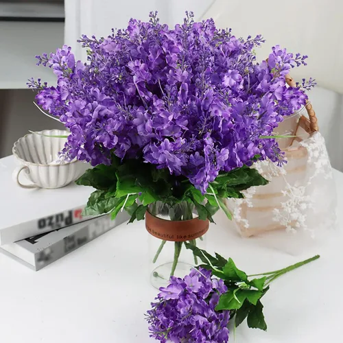 Vista 5 de ECYC Ltd Ramo de flores artificiales de jacinto de 13.78 pulgadas, flores de jacinto de seda con tallo de jacinto sintético para decoración de boda