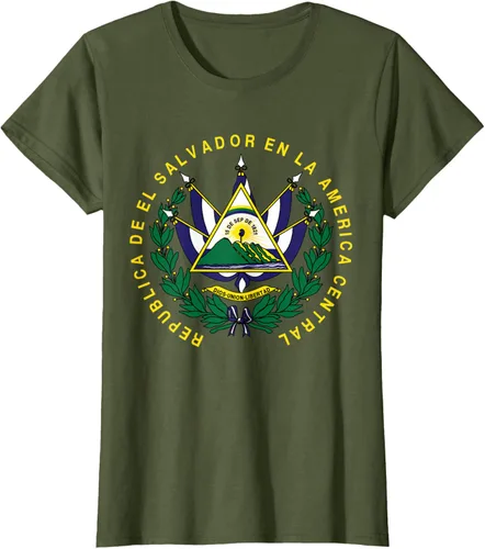 Vista 56 de amdesco Salvador Camisa, salvadoran Escudo de armas playera, mujer L, Blanco