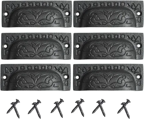 Vista 51 de Renovators Supply Manufacturing Manijas de Gabinete de 3 pulgadas de Hierro Forjado Negro Tiradores de Cajón Manijas Antiguas de Gabinete de Cocina