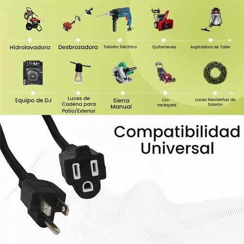 Vista 6 de Go Green Power Inc. (GG-13708BK) - Cable de extensión 16/3 SJTW para exteriores; color negro, 8 pies
