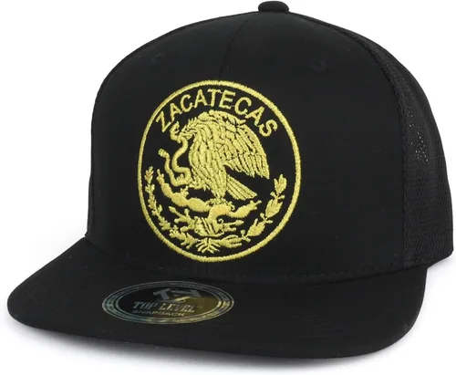 Vista 6 de Trendy Apparel Shop Gorra de malla bordada con diseño de águila de la Ciudad de México Durango Negro