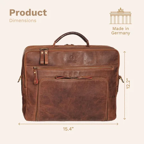 Vista 4 de DONBOLSO Bolso tipo mensajero de cuero para mujeres y hombres – Bolso de hombro hecho a mano de 15 x 12 x 4 pulgadas para computadora portátil