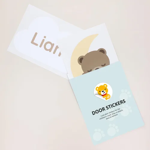Vista 5 de Calcomanías de puerta personalizadas para habitación de niños, calcomanías de pared con nombre personalizado para decoración de habitación de bebés