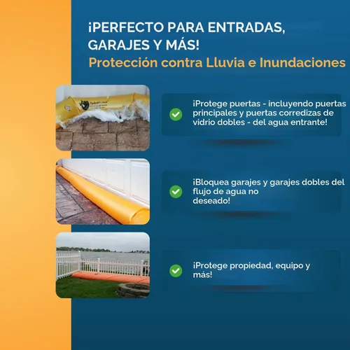 Vista 5 de La barrera de inundación original HydraBarrier estándar – 6 pies de largo x 4 pulgadas de alto – Alternativa ligera y reutilizable a los sacos