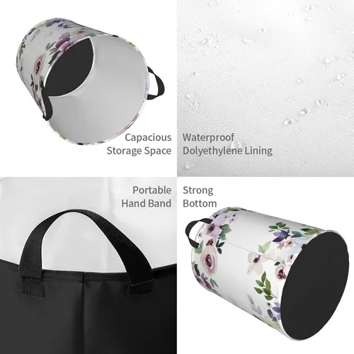 Vista 4 de Cesta de lavandería plegable para dormitorio, cesta de baño con asa