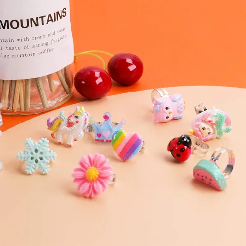 Vista 3 de Sotogo 50 piezas de anillos para niña pequeña, anillos de joyería para niña, anillos de juego de simulación y anillos de vestir, regalo para niñas