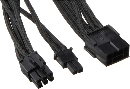 Vista 8 de Silverstone Tek Extensión de cable de alimentación con manga y 1 conector de 8 pines a PCI-E 8 Pines (PP07-PCIW), Negro
