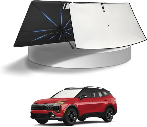 Vista 219 de KUST - Parasol plegable para parabrisas para BMW X1 E84, accesorios 2011 2012 2013 2014 2015, protector de visera de sol ajustable que bloquea