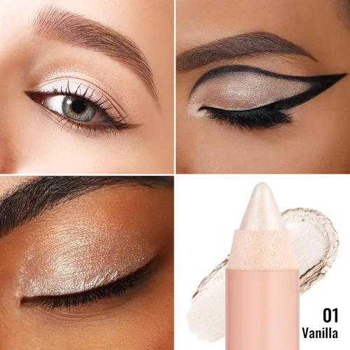 Vista 4 de Oulac Twist-Up Sombra de Ojos Brillante en Barra – Maquillaje de Ojos Vegano y Libre de Crueldad con Textura Cremoso y Mezclable, Resistente al 01