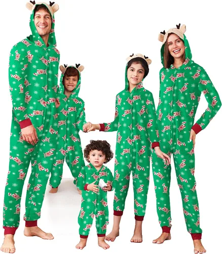 Vista 14 de OAKFashion Conjuntos de Pijamas Familiares de Navidad, Pijamas Familiares a Juego de Navidad Ropa de Dormir Pjs