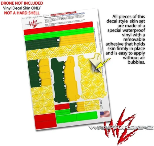 Vista 4 de Skin Wrap 2 Pack para DJI Ryze Tello Drone Ripped colores verde, amarillo Drone No Incluidas
